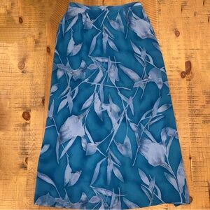 Vintage Blue Leaf Print Women's Skirt